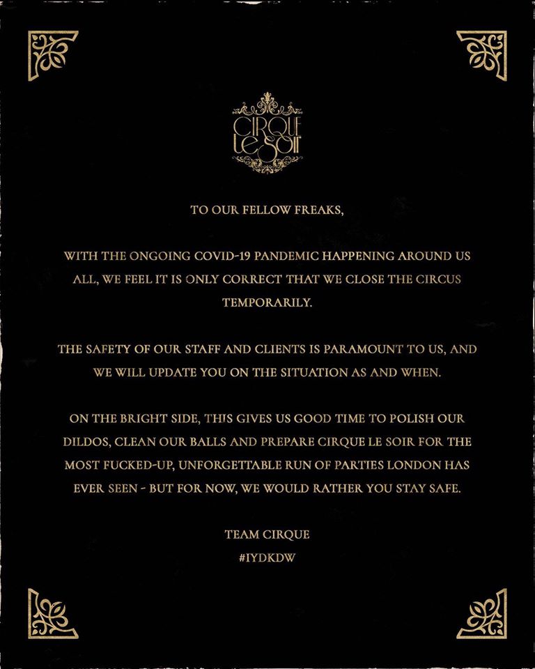 Cirque le Soir Closed