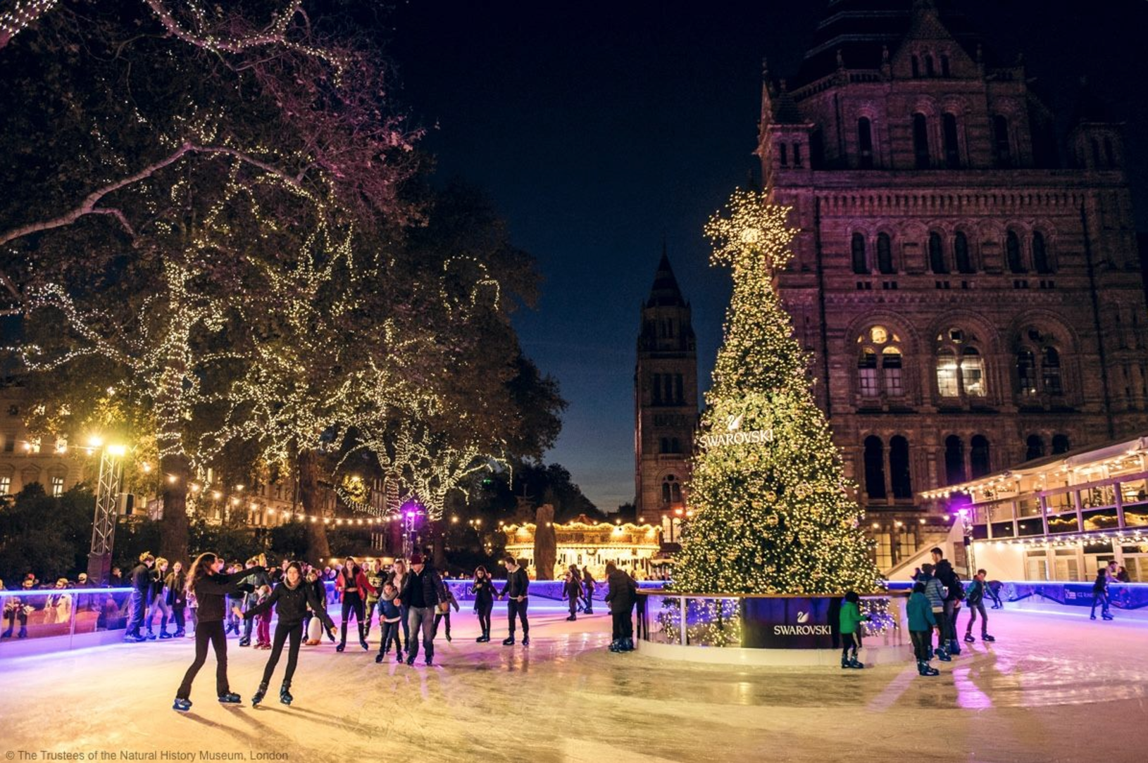 Каток в Лондоне. Natural History Museum Ice Rink. Каток в Англии. Рождественский каток Лондон.