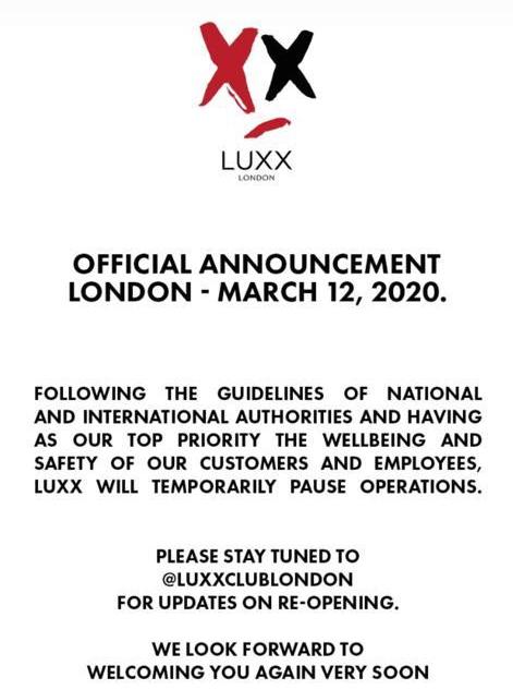 Luxx Closed Announcement