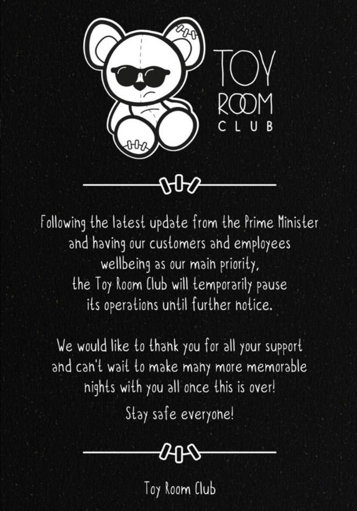 Toy Room Closed Announcement